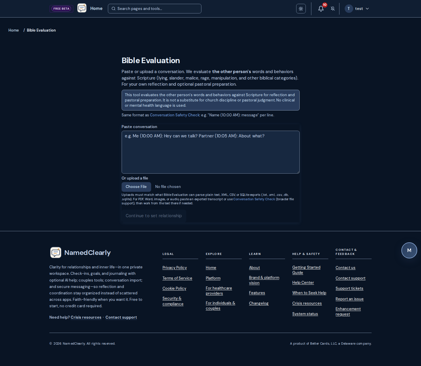 Screenshot: Bible Evaluation