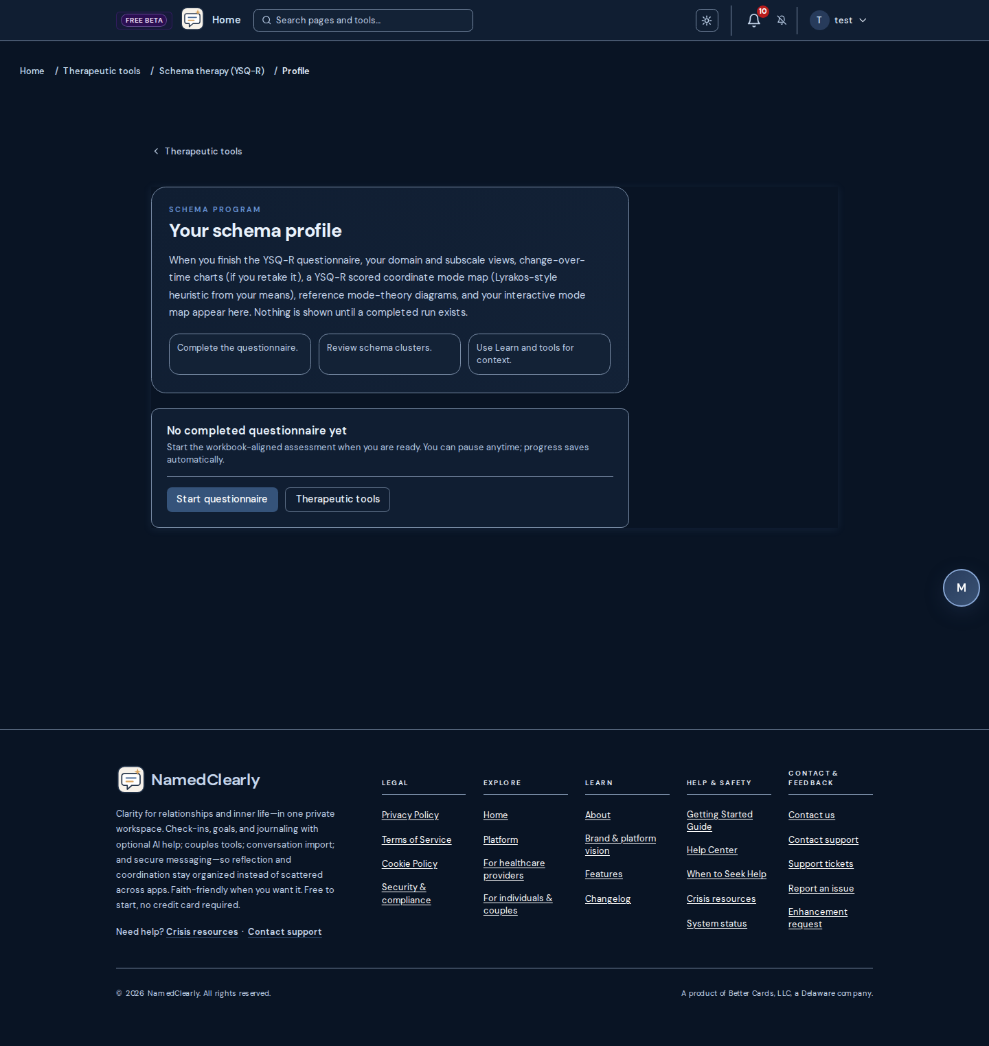 Screenshot: Therapeutic hub, Schema Therapy (YSQ-R), Present for the Next Generation, and father–son repair